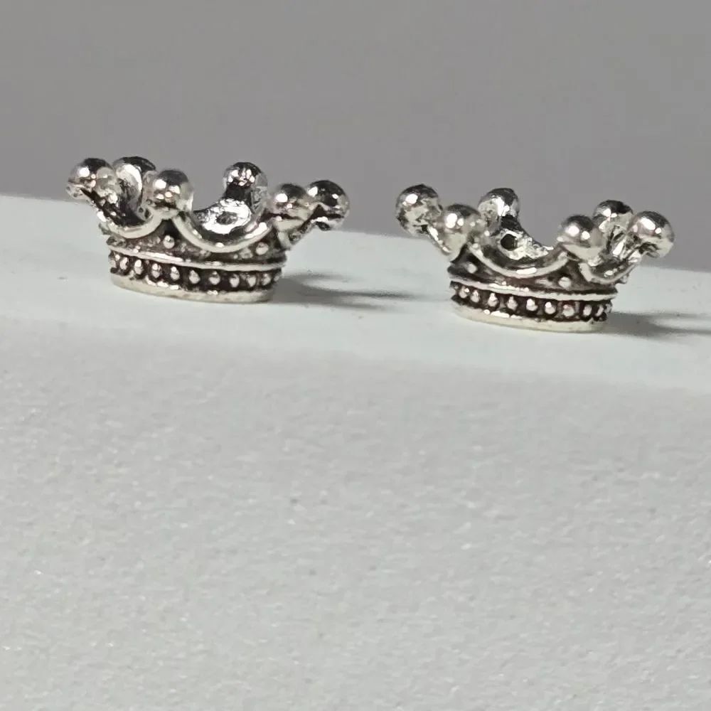 5pcs - Antique Silver Crown Spacer Beads Charm Bracelet Set DIY Jewelry Tiara